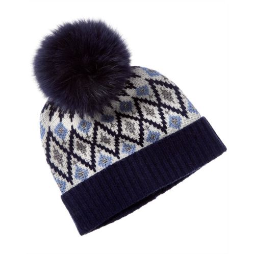 sofiacashmere lurex fairisle wool & cashmere-blend hat