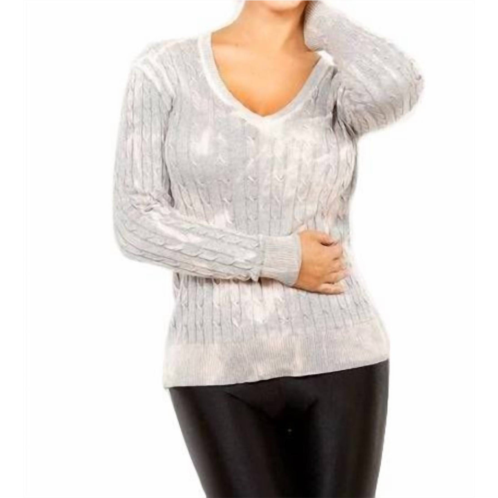 ANGEL bleach cableknit v-neck sweater in marble