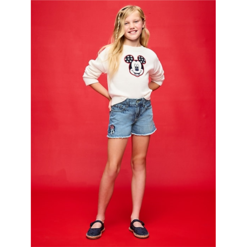Old Navy x Disney Minnie Mouse Embroidered High-Waisted Frayed-Hem Jean Shorts for Girls
