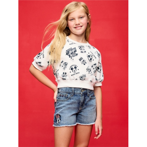 Old Navy x Disney Mickey Mouse Short-Sleeve Cropped Raglan Fleece Sweatshirt for Girls