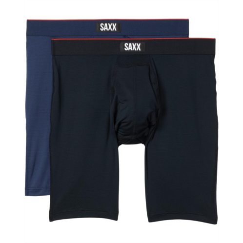 Mens SAXX UNDERWEAR Multi-Sport Mesh Long Boxer Brief Fly 2-Pack