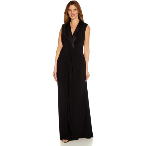 Womens Adrianna Papell Sleeveless Twist Front Stretch Jersey Tuxedo Gown
