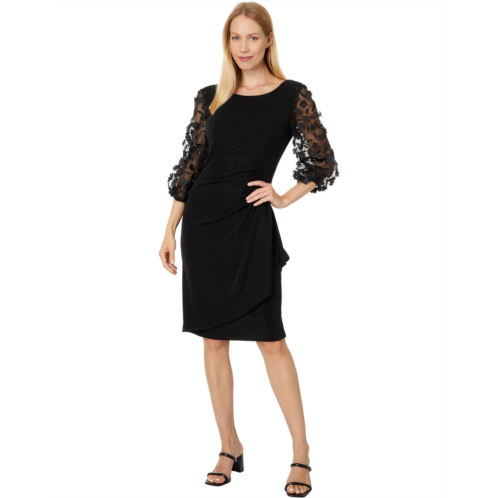 Womens Alex Evenings Short Metallic Knit Sheath Dress