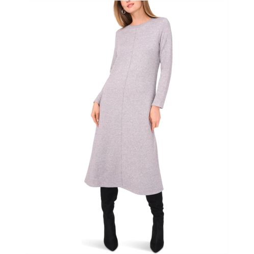 Womens Vince Camuto Long Sleeve Midi Dress With Rib Trim