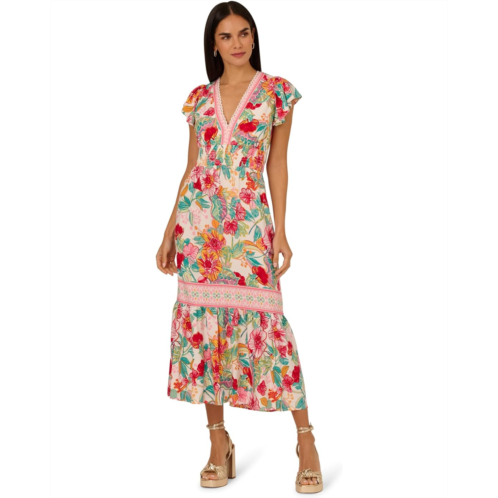 Womens Adrianna Papell Printed Midi Dress