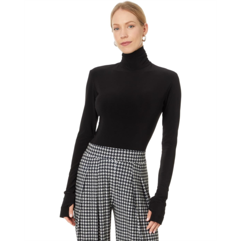 Norma Kamali Slim Fit Long Sleeve Turtle Top Short