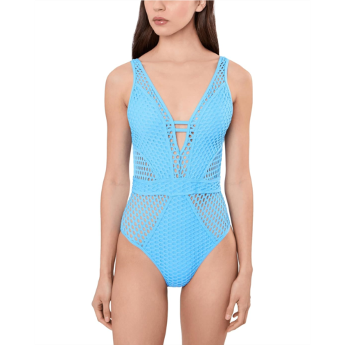 Womens BECCA Castaway Textured Plunge One-Piece