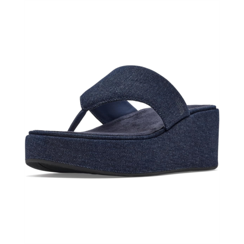 Womens FitFlop Platfforms Denim Wedge Toe-Post Sandals