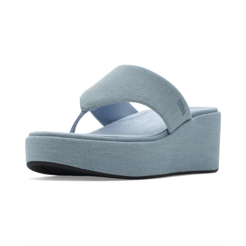 Womens FitFlop Platfforms Denim Wedge Toe-Post Sandals