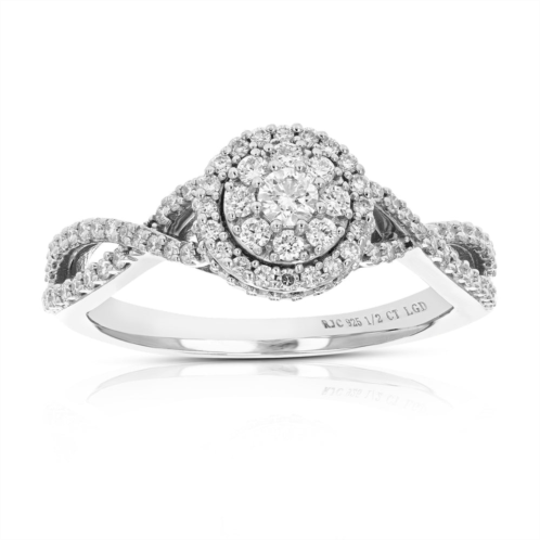 Vir Jewels 1/2 cttw lab created diamond engagement ring in 925 sterling silver prong set