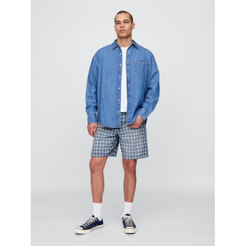 Gap 90s Loose Denim Plaid Shorts
