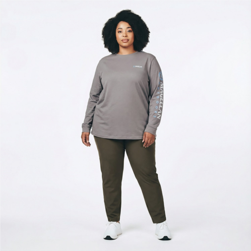 Magellan Outdoors Womens Grotto Falls Plus Size Long Sleeve T-shirt Coral Reef/ Pale Banana