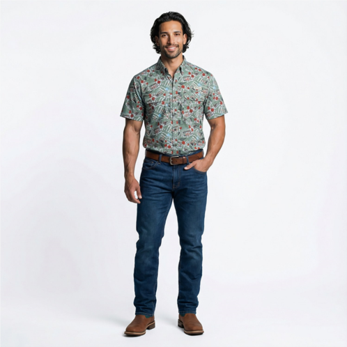 Magellan Outdoors Mens Alabama Local State Print Button-Down Shirt Al Postcard