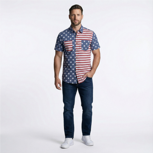 Magellan Outdoors Mens Americana Blocked Short Sleeve T-shirt