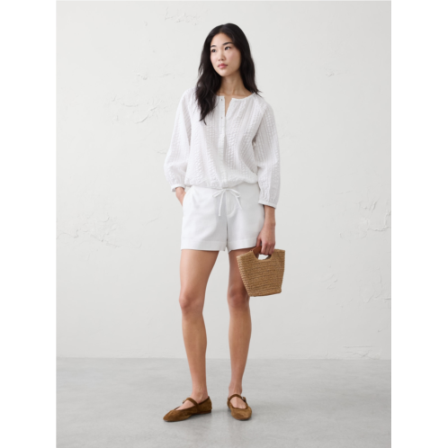 bananarepublic Blouson-Sleeve Buttoned Cloud Check Top