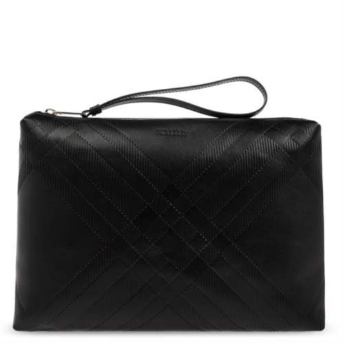 Burberry Check Embossed Clutch Bag
