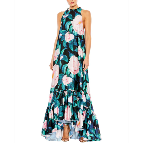 Mac Duggal high neck floral babydoll long dress