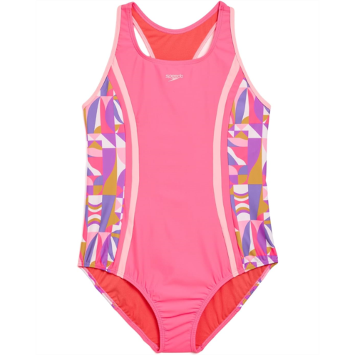 Girls Speedo Kids Swimsuit One-Piece Thick Strap Racerback Printed (Big Kid)