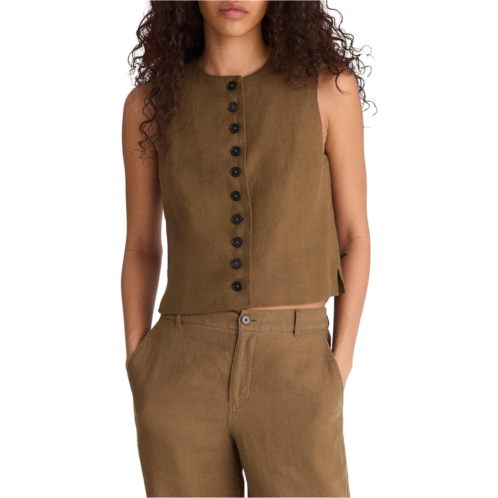 Womens Madewell Button-Front Shell Top in 100% Linen