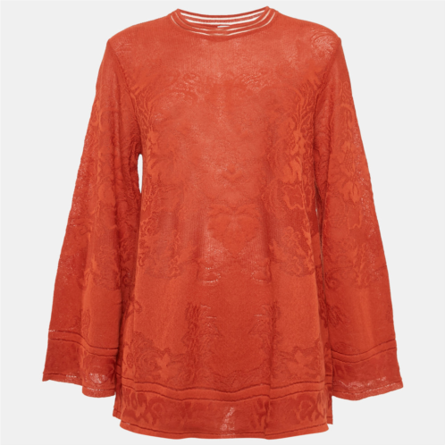 M Missoni orange knit long sleeve crewneck sweatshirt