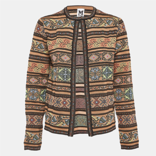 M Missoni beige floral intarsia knit long sleeve cardigan