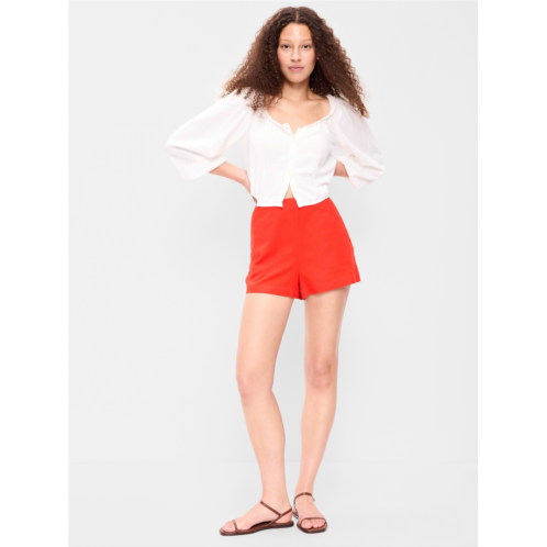 OldNavy High-Waisted Linen-Blend Micro Shorts