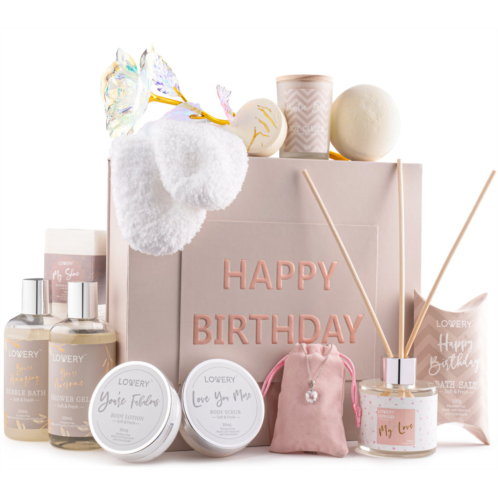 Lovery birthday gift basket - bath & spa gift set for women - luxury birthday spa gift box