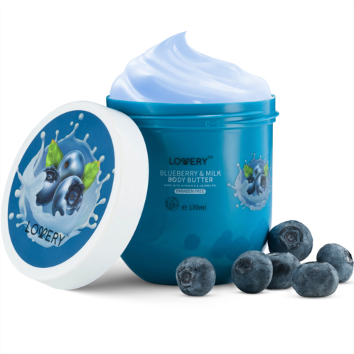 Lovery blueberry milk whipped body butter - 6oz ultra-hydrating shea butter body cream