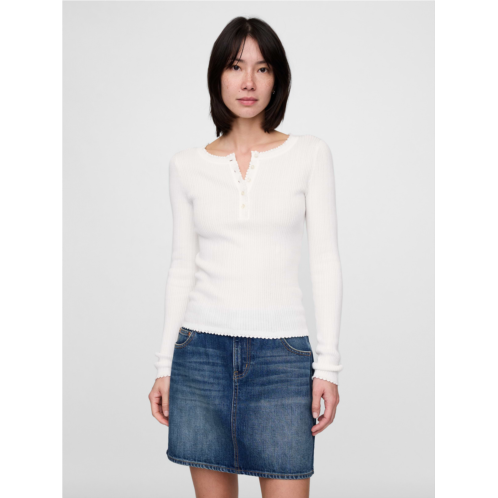 Gap Pointelle Henley Sweater Top