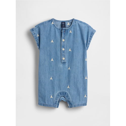 Gap Baby Embroidered Brannan Bear Denim Shorty One-Piece