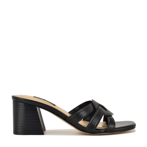 NINEWEST Womens Gritt Block Heel Mule Sandals - Black