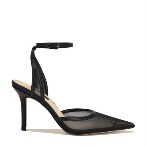 NINEWEST Womens Gullia Mesh Ankle Strap Pumps - Black Mesh