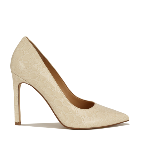 NINEWEST Womens Tatiana Pointy Toe Pumps - Ivory Embossed Croco