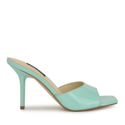 NINEWEST Womens Disko Dress Slide Sandals - Light Blue Patent