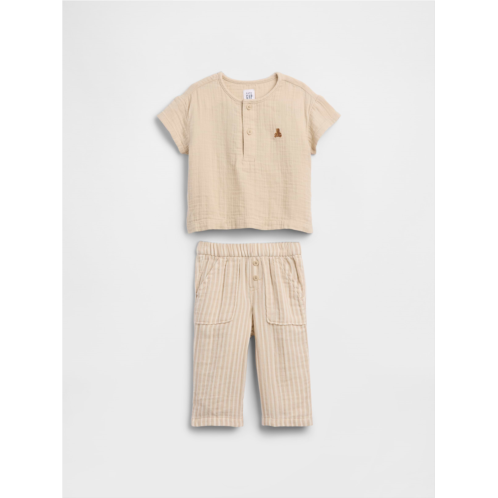 Gap Baby Cotton Gauze Henley Outfit Set