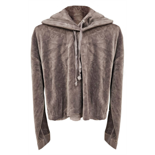 Juicy Couture top hat wildstyle cropped velour hoodie pullover in gray
