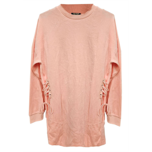 Juicy Couture womens morning track velour shift dress with lacing in blush