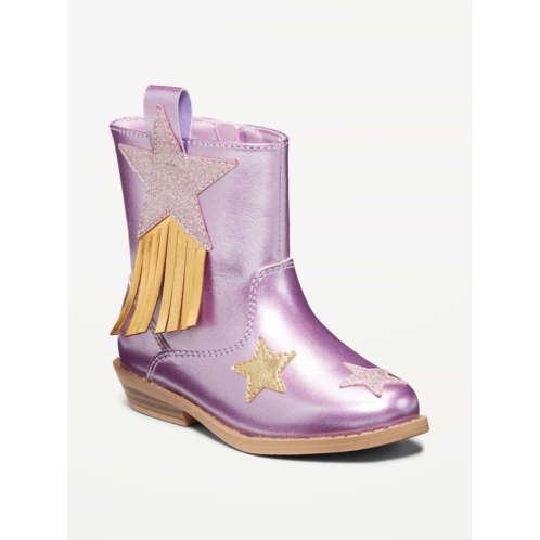 OldNavy Shiny Side-Zip Western Boots for Toddler Girls