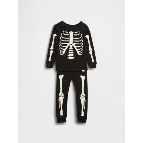 Gap Kids & Baby Organic Brushed Cotton Glow-In-The-Dark Skeleton PJ Set