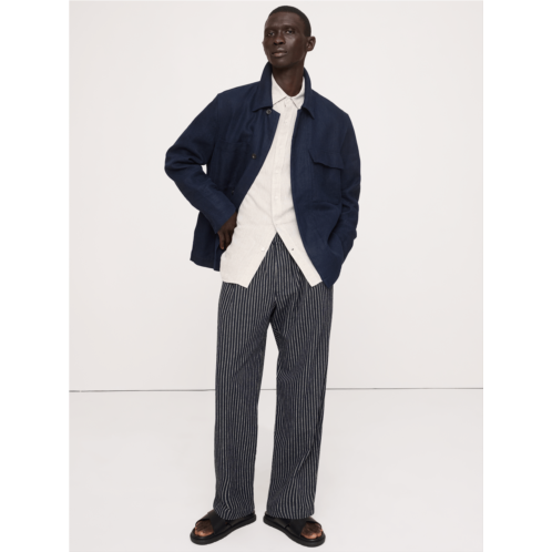 Bananarepublic Relaxed Linen-Cotton Pleated Pull-On Pant