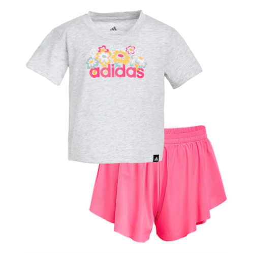 Adidas Kids Heather Tee & Flowy Shorts Set (Infant)