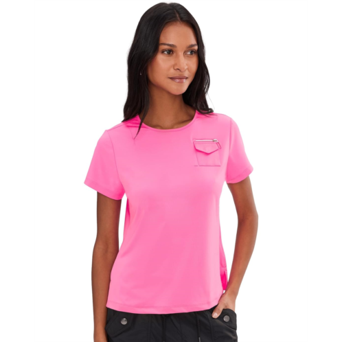 Jamie Sadock Crew Neck Pocket Lux Fabric Pink