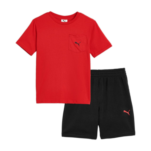 Boys PUMA Kids Pocket T-shirt & Fleece Short Set (big Kid)