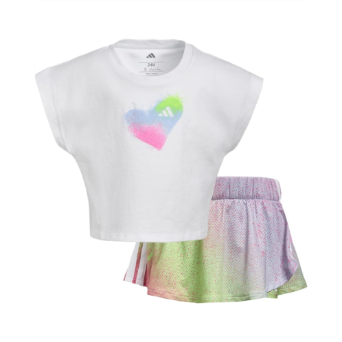 Adidas Kids Aop Sleeveless Box Tee Faux Wrap Skort Set (Infant)
