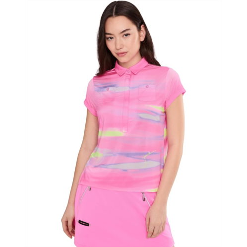 Jamie Sadock Painted Sunset Crossover V-Neck Cap Sleeve