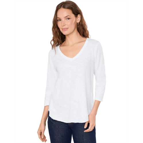 Womens Mod-o-doc 3/4 Sleeve V-Neck Tee with Curved Hem