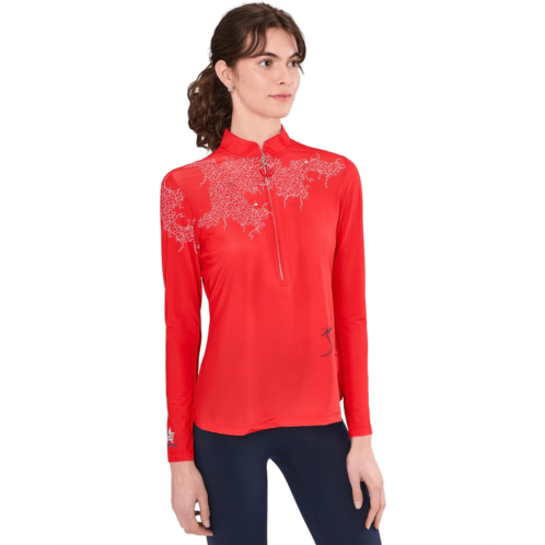 Jamie Sadock Sunsense Mesh Mock Neck 1/4 Zip Long Sleeve Top