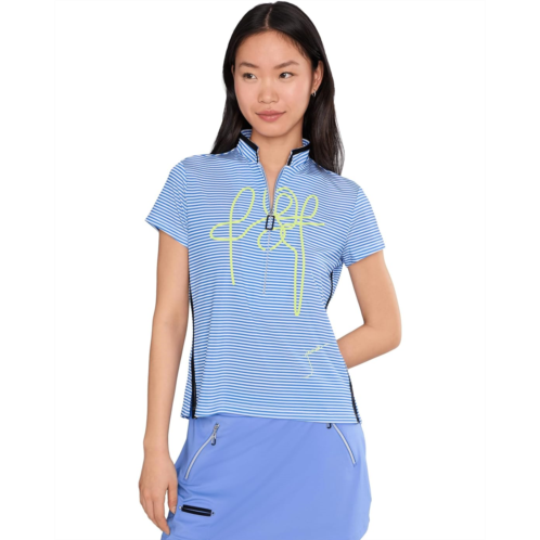 Jamie Sadock Short Sleeve Strings Design Zip Neckline
