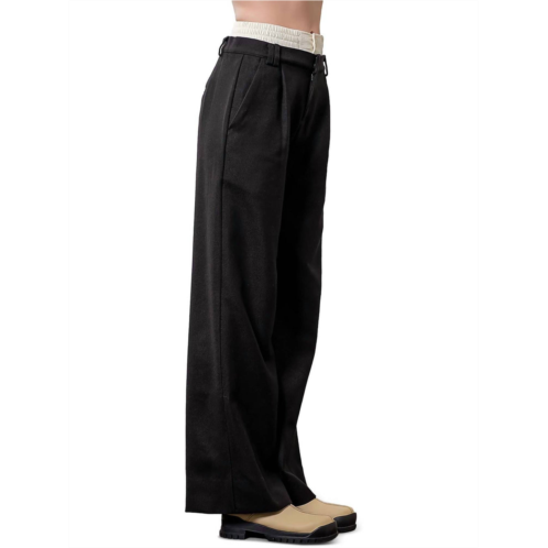 MOON RIVER layered waistband pants in black