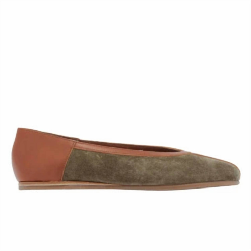 ANCIENT GREEK SANDALS womens aeropi suede ballet flat in khaki/t-moro